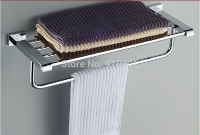 Wholdsale And Retail Promotion Chrome Brass Wall Mounted Towel Rack Holder Modern Square Towel Shelf Towel Bar [Towel bar ring shelf-4904|]