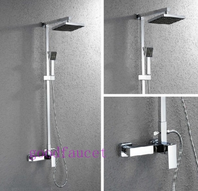 Wholesale And Retail NEW Luxury Bathroom Rain Shower Column Faucet Mixer Set 8"Square Shower Head Chrome Finish