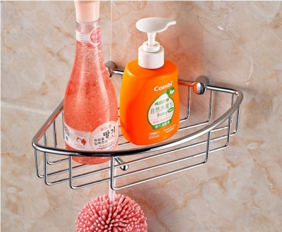 Wholesale And Retail NEW NEW Chrome Brass Wall Mounted Bathroom Shower Caddy Shelf Triangle Basket Holder