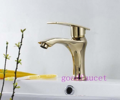 Wholesale And Retail Polished Golden Bathroom Basin Faucet Undercounter Brass Mixer Tap Single Handle Faucet Mixer [Golden Faucet-2824|]