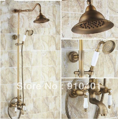 Wholesale And Retail Promotion Bathroom Antique Brass Bell Shower Faucet Rain Shower + Tub Faucet + Hand Shower [Antique Brass Shower-499|]