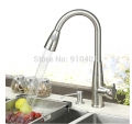 Wholesale And Retail Promotion Brushed Nickel Pull Out Kitchen Faucet Single Hanlde Deck Mounted Sink Mixer Tap