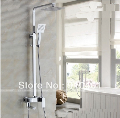 Wholesale And Retail Promotion Chrome Brass 8" Rain Shower Faucet Set Bathtub Shower Mixer Tap Shower Column [Chrome Shower-1893|]