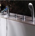 Wholesale And Retail Promotion Chrome Brass LED Color Deck Mounted Bathroom Tub Waterfall Faucet 5PCS Mixer Tap
