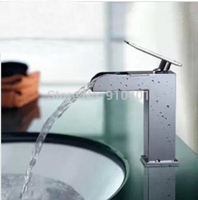 Wholesale And Retail Promotion Deck Mounted Waterfall Bathroom Basin Faucet Single Handle Sink Mixer Tap Chrome [Chrome Faucet-1756|]