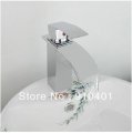 Wholesale And Retail Promotion Deck Mounted Waterfall Chrome Brass Bathroom Basin Faucet Single Handle Mixer