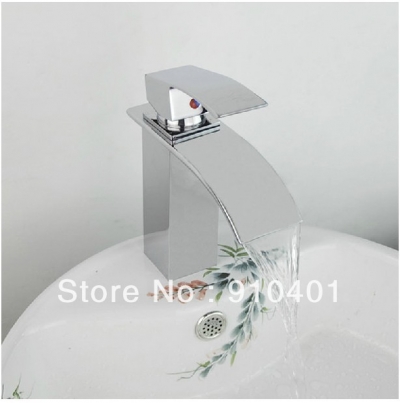 Wholesale And Retail Promotion Deck Mounted Waterfall Chrome Brass Bathroom Basin Faucet Single Handle Mixer [Chrome Faucet-1294|]