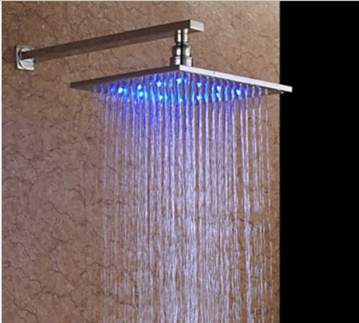 Wholesale And Retail Promotion LED 12" Rain Square Shower Head Bathroom Chrome Rain Shower Head W/ Shower Arm