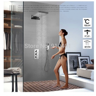 Wholesale And Retail Promotion Luxury 22" Waterfall Shower Head Thermostatic Valve Mixer Tap W/ Handhelf Shower