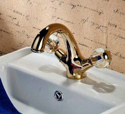 Wholesale And Retail Promotion Luxury Bathroom Basin Faucet Dual Handles Vanity Sink Mixer Tap Golden Finish