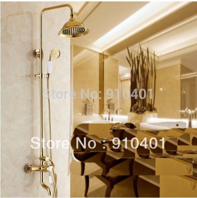 Wholesale And Retail Promotion Luxury Golden Finish Shower Faucet Set Bathroom Tub Mixer Tap Single Handle Set