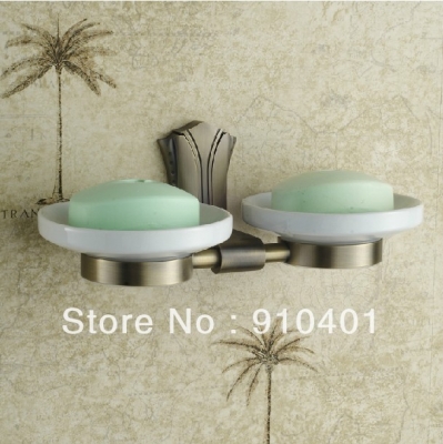 Wholesale And Retail Promotion Luxury Modern Antique Brass Bathroom Shower Soap Dish Holder Dual Ceramic Dishes