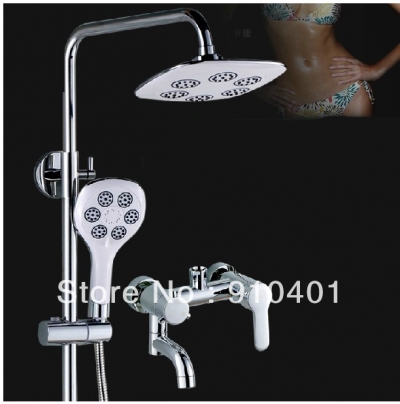 Wholesale And Retail Promotion Luxury Wall Mounted 8" Rain Shower Faucet Set Bathtub Shower Mixer Tap Chrome