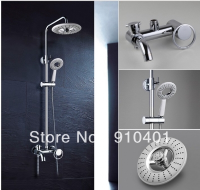 Wholesale And Retail Promotion Luxury Wall Mounted Chrome Finish Shower Faucet Set 8" Round Rain Shower Mixer