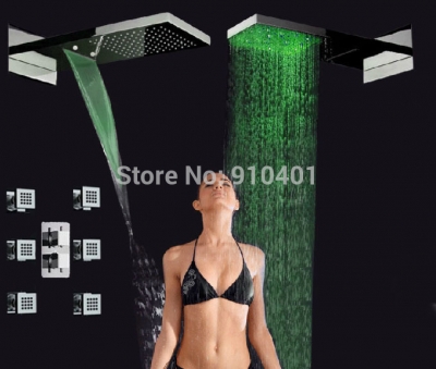 Wholesale And Retail Promotion Luxury Wall Mounted Thermostatic Waterfall LED Shower Head Massage Jets Sprayer [LED Shower-3482|]