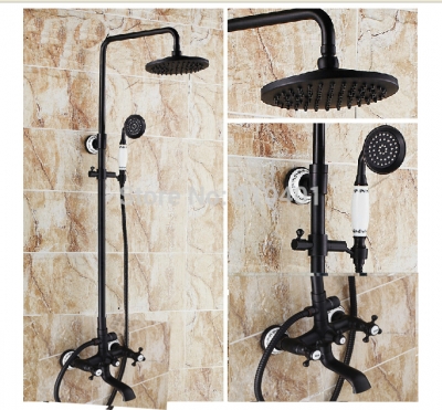 Wholesale And Retail Promotion Modern Oil Rubbed Bronze Rain Shower Faucet Set Bathtub Mixer Tap W/ Hand Shower