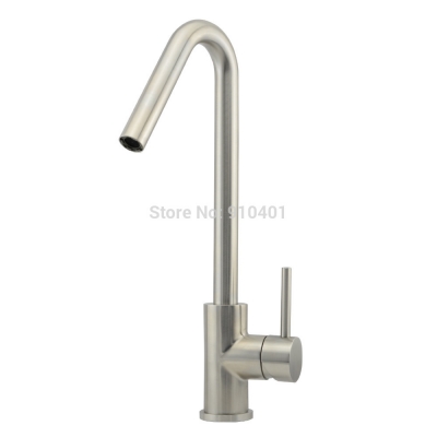 Wholesale And Retail Promotion Modern Style Brushed Nickel Kitchen Faucet Single Handle Swivel Spout Mixer Tap [Brushed Nickel Faucet-749|]