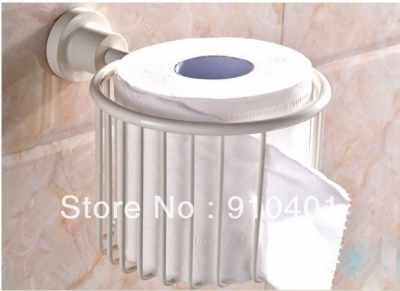 Wholesale And Retail Promotion NEW Elegant White Brass Toilet Paper Holder Cosmetic Basket Shower Caddy Storage [Toilet paper holder-4553|]