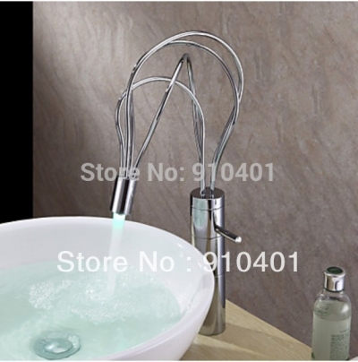 Wholesale And Retail Promotion NEW LED Color Changing Bathroom Basin Faucet Single Handle Sink Mixer Tap Chrome