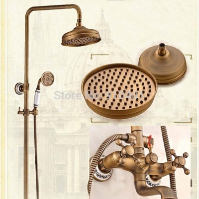 Wholesale And Retail Promotion NEW Luxury Antique Brass Wall Mounted Shower Faucet Set Tub Mixer Tap Hand Unit [Antique Brass Shower-576|]
