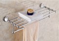 Wholesale And Retail Promotion NEW Luxury Chrome Brass Towel Rack Holder With Towel Bar Bathroom Clothe Shelf