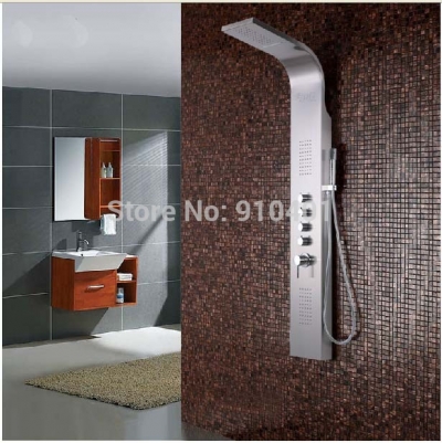 Wholesale And Retail Promotion NEW Luxury Waterfall Shower Panel Brushed Massage Jets Hand Shower Shower Column [Shower Column Shower Panel-3939|]