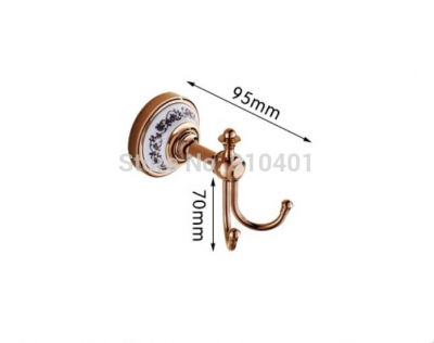 Wholesale And Retail Promotion NEW Rose Golden Brass Wall Mounted Bathroom Hooks Dual Robe Clothes Hook Hangers