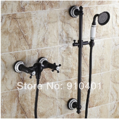 Wholesale And Retail Promotion Oil Rubbed Bronze Luxury Bathroom Tub Faucet Dual Cross Handles With Hand Shower