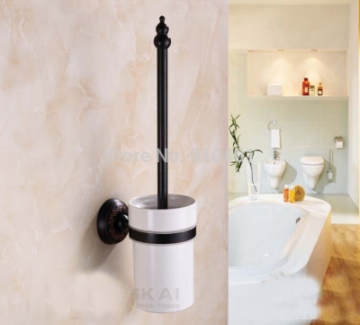 Wholesale And Retail Promotion Oil Rubbed Bronze Toliet Brushed Holder + Cup + Brush Bathroom 3 PCS Accessories [Bath Accessories-607|]