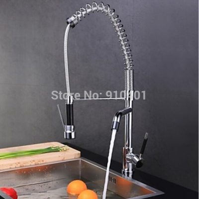 Wholesale And Retail Promotion Tall Chrome Brass Kitchen Faucet Dual Spout Vessel Sink Mixer Tap Deck Mounted [Chrome Faucet-624|]