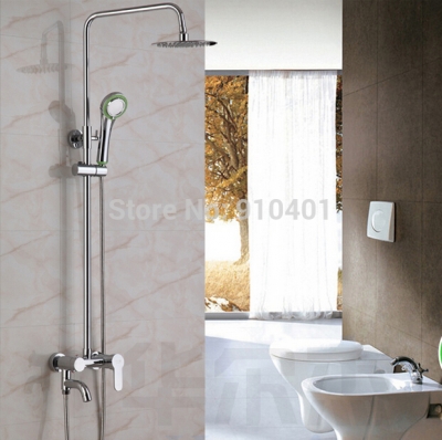 Wholesale And Retail Promotion Wall Mounted 8" Brass Shower Head Bathroom Tub Mixer Tap With Hand Shower Unit