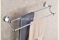 Wholesale And Retail Promotion White Painting Chrome Brass Towel Rack Holder Dual Towel Bars With Hook Hangers