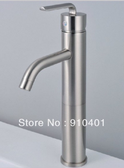 Wholesale And Retain Promotion Brushed Nickel Bathroom Tall Basin Faucet Vanity Sink Mixer Tap Single Handle [Brushed Nickel Faucet-782|]