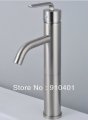 Wholesale And Retain Promotion Brushed Nickel Bathroom Tall Basin Faucet Vanity Sink Mixer Tap Single Handle