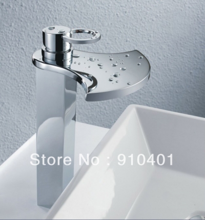 Wholesale and Retail Promotion NEW Big Waterfall Bathroom Basin Faucet Single Handle Tall Style Sink Mixer Tap