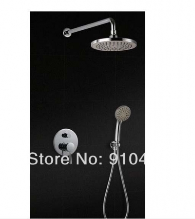 wholesale and retail Promotion Wall Mounted Chrome 8" Round Rain Shower Faucet Single Handle Valve Hand Shower [Chrome Shower-2403|]