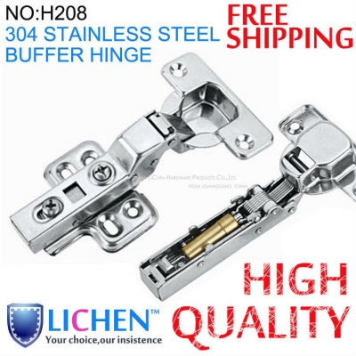 (4 pieces/lot)LICHEN 304 stainless steel half overlay buffer Hinges Soft-close Hinges Cabinet Cupboard Hinges [hinges(for cupboard)-189|]