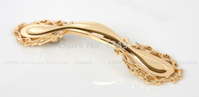 6pcs 96mm Luxury Handles Dresser Gold Flowers Colset Pulls Knob Furniture Bulk Price Wholesale