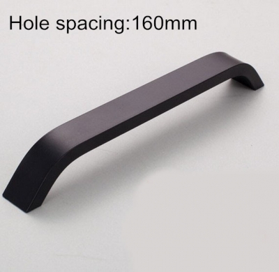 Cabinet Handle Space Aluminum Solid Black Cupboard Drawer Kitchen Handles Pulls Bars 160mm Hole Spacing