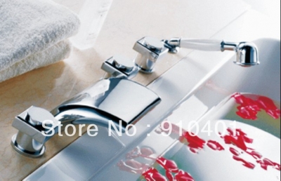 Cotemporary waterfall brass bath tub faucet sink mixer tap with handheld shower chrome finish