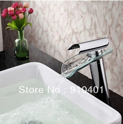 Glass Spout Single Handle New Design Cheap Wholesale Retail Deck Mounted Waterfall Bathroom Tub Faucet Mixer Tap Good Quality [Chrome Faucet-1533|]