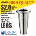 LICHEN B0028-120(4 pieces/lot)Brushed Nickel/Chrome-plating tapered Zinc alloys Legs&Furniture Legs&Cabinet Legs&Sofa Legs