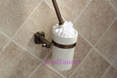 Luxury Bathroom accessaries Toilet Brush Holder solid brass base + ceramic cup wall mounted holder