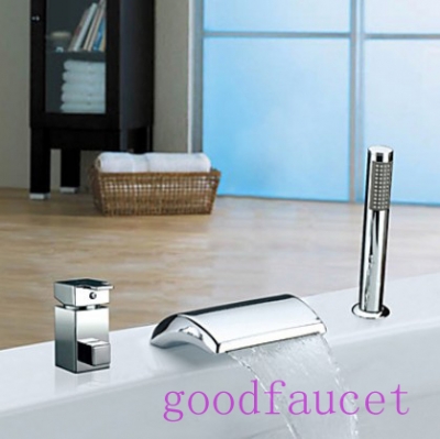 Modern 3pcs Brass Bathroom Bathtub Faucet Set Waterfall Mixer Tap With Handshower Chrome Finish