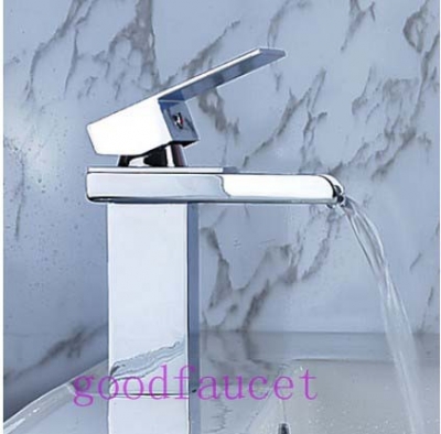 NEW Wholesale and retail bathroom waterfall faucet chrome basin vessel sink mixer tap single handle bathroom mixer [Chrome Faucet-1784|]