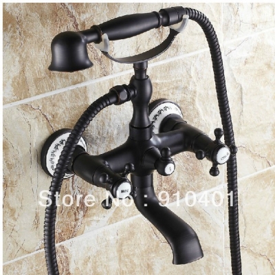 Wholesale And Retail Promotin NEW Oil Rubbed Bronze Bathroom Clawfoot Tub Faucet W/ Hand Shower Wall Mounted
