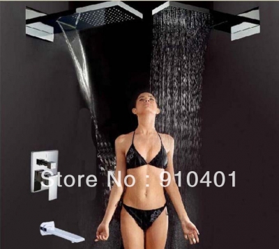 Wholesale And Retail Promotion Modern Rainfall Shower Faucet Set Bathrub Mixer Tap Waterfall Shower Wall Mount
