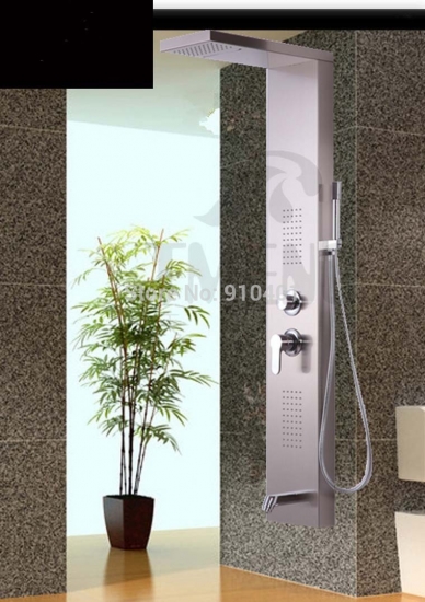 Wholesale And Retail Promotion Brushed Nickel Rain Waterfall Shower Column Tub Mixer Tap Massage Jets Sprayer [Shower Column Shower Panel-4019|]