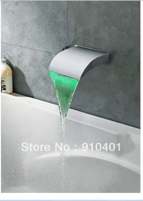 Wholesale And Retail Promotion Chrome Brass LED Color Changing Wall Mounted Waterfall Faucet Spout Tub Spout