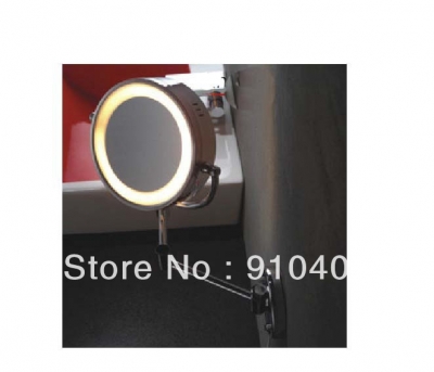 Wholesale And Retail Promotion Chrome Brass Wall Mounted LED Make Up Mirror Dual Magnifying Yellow Light Mirror [Make-up mirror-3573|]